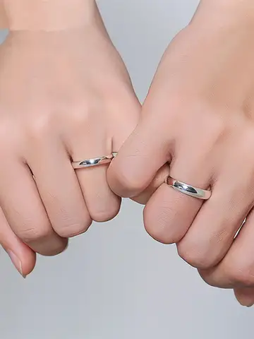 Buyee 925 Sterling Silver Couples Ring Finger Classic Simple Ring Finger for Women Men Engraved Name & Date Fine Jewelry Circle