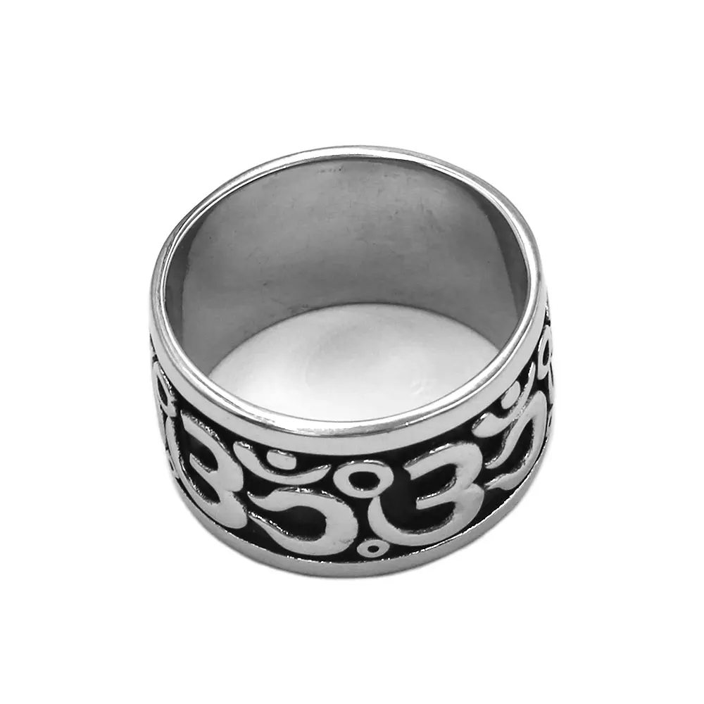 Wholesale Om Symbol,Buddhism, Zen Art Ring Stainless Steel Jewelry India Om Yoga Motor Biker Ring Mens Ring SWR1011A