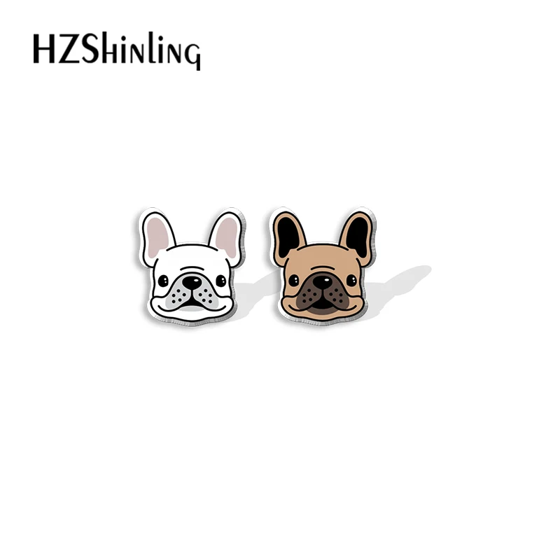 Kawaii French bulldog House Pet Animal Cartoon Animal Pattern Acrylic Stud Earrings Resin Epoxy Ear Jewelry for Girls