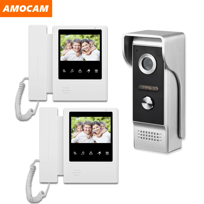 

4.3 inch Wired Video Door Phone System video Intercom Doorbell with 1PCS 700TVL Camera 2PCS Touch Monitors for Home Surveillance