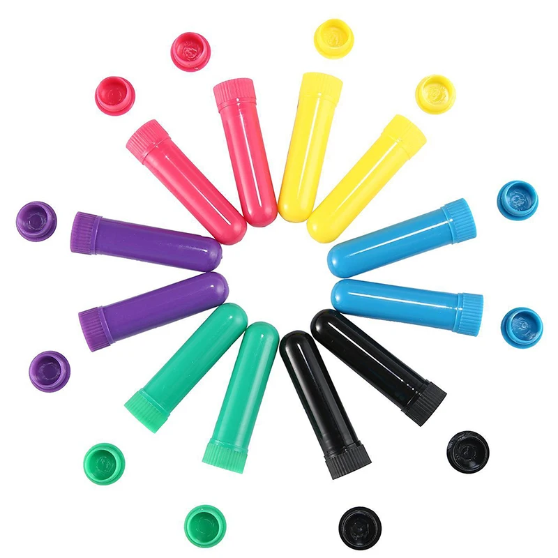 10pcs/lot Essential Oil Aromatherapy Blank Nasal Inhaler Tubes Muti Color Empty Blank Nasal Containers (10 Complete Sticks)