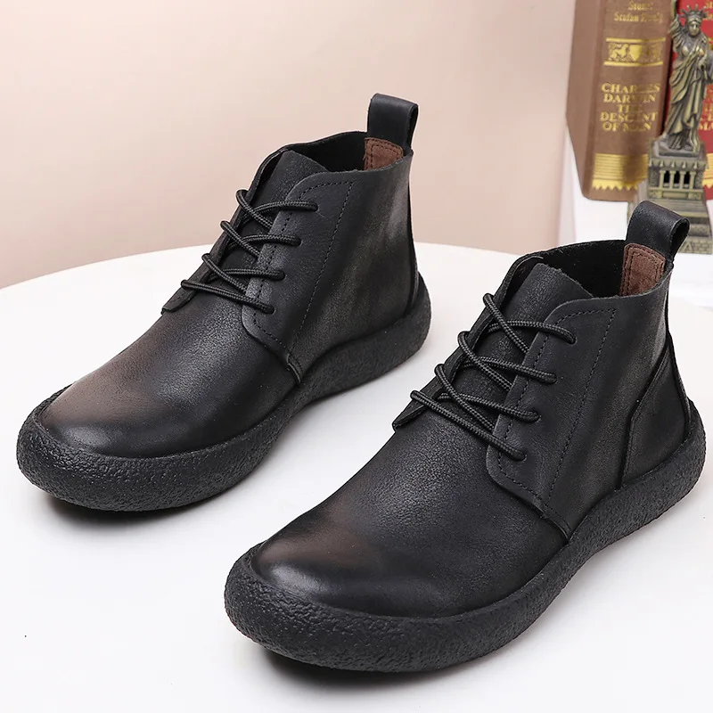 Men Boots Fashion Casual Cowboy Boots Mens Men Boots Genuine Leather New Autumn Winter British Retro Men Shoes All-match Cowhide