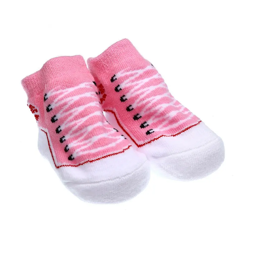 Anti Slip Cotton Socks Shoes Slippers Socks For 0-6 Month Newborn Baby Boy Girl Cartoon Baby Socks Striped Ankle Sock Calcetines