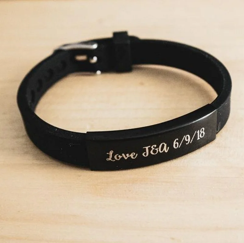 Custom Name Bracelet Stainless Steel Plate Morse Code Men Bracelet Genuine Leather Charm Bangle Jewelery Gift