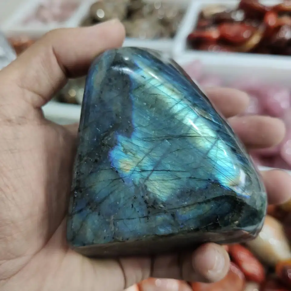 700-800g Natural Labradorite Quartz Crystal Mineral Spectrolite Healing