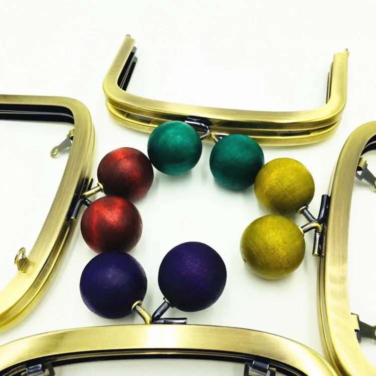 13X8 Cm Candy Round Wood Clasp Antique Brass Bronze Metal Purse Frame With Loops Diy Handbag Accessories Frame Purse Handles