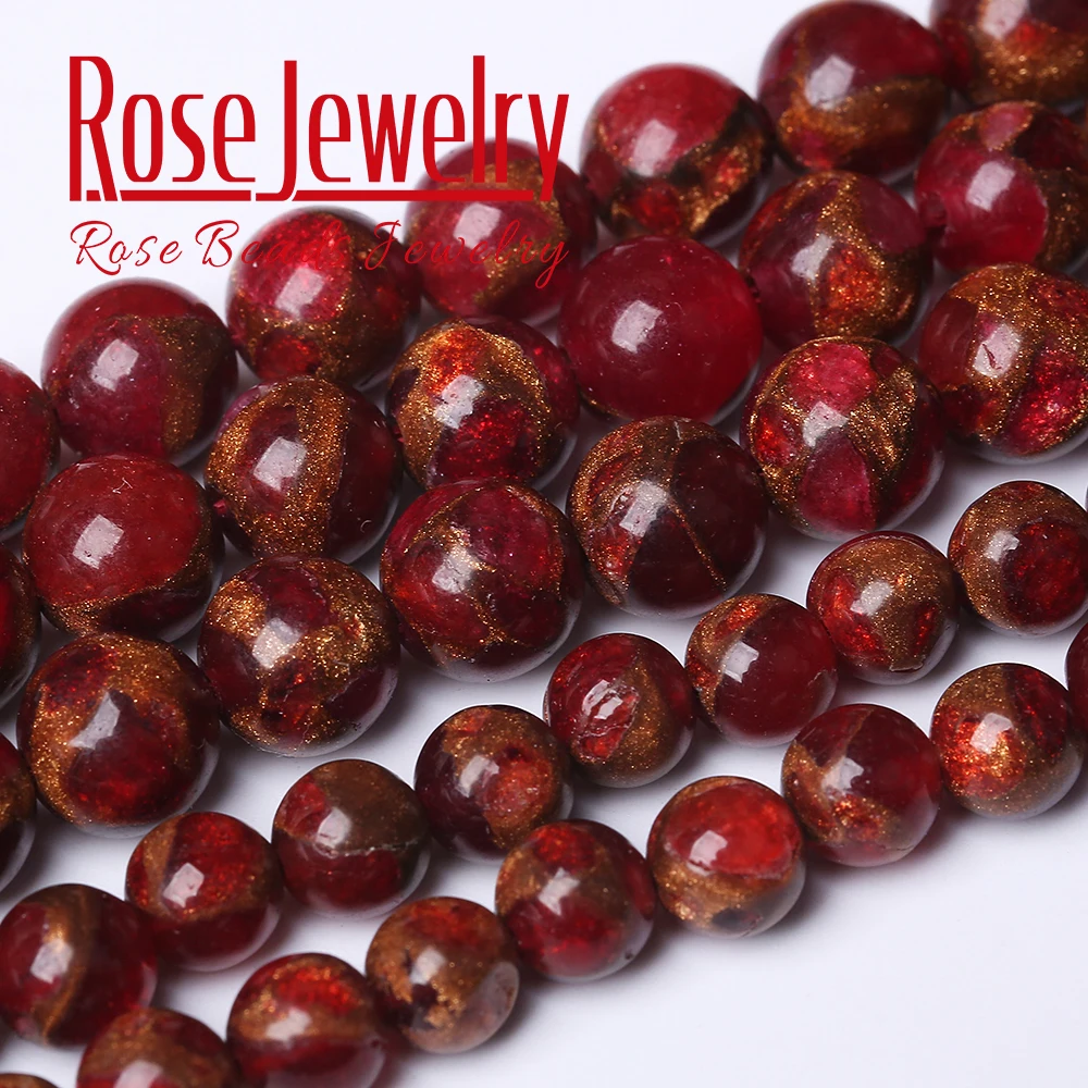 Natural Red Cloisonne Stone Round Loose Beads 15 Inches 4 6 8 10 12mm Pick Size for Jewelry Making Charm Bracelet Wholesale