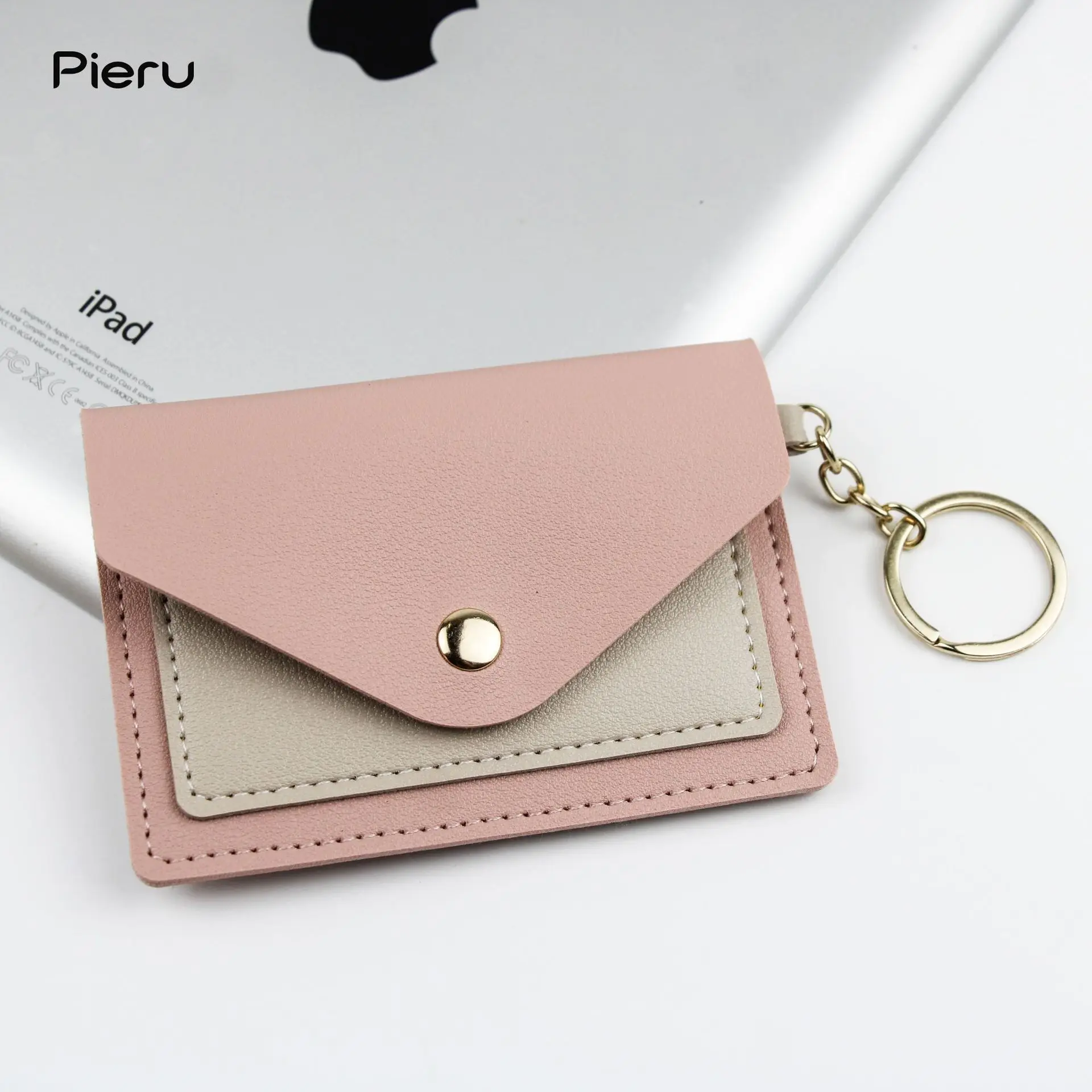 

New Slim Women Credit Card Holder With Coin Pocket Keychain Wallet Money Bag Ladies Mini Purse Bus ID Card Case For Student