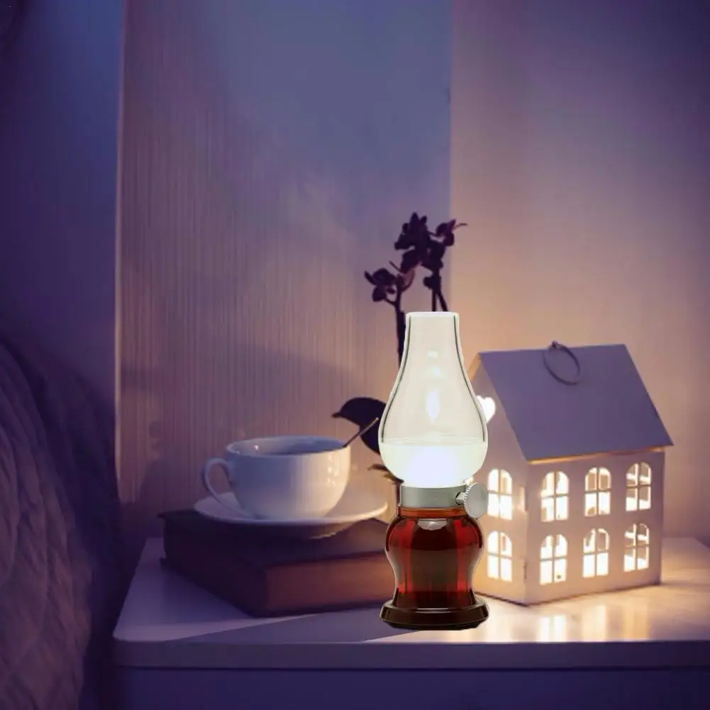 LED Retro Kerosene Lamp USB Rechargeable Night Light for Bedroom Decoration