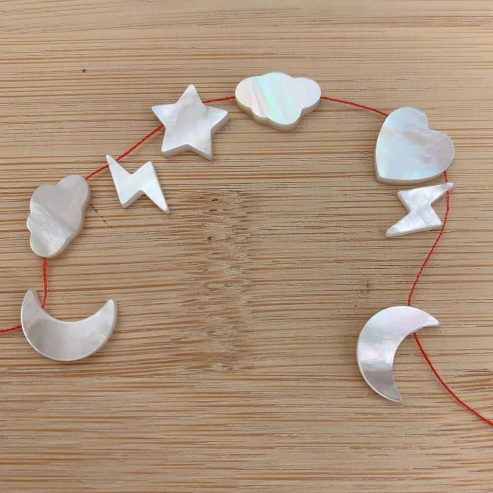 Natural Mother of Pearl Shell Beads Star Heart Moon Cloud Lightning Spacer Bead For DIY Jewelry Handwork Making Accessories