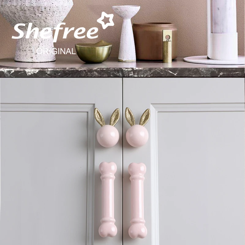 Cute magic wand Cartoon Furniture Handles White Pink Drawer Knobs Children Handles Ceramic Dresser Knobs Handles for Cabinets