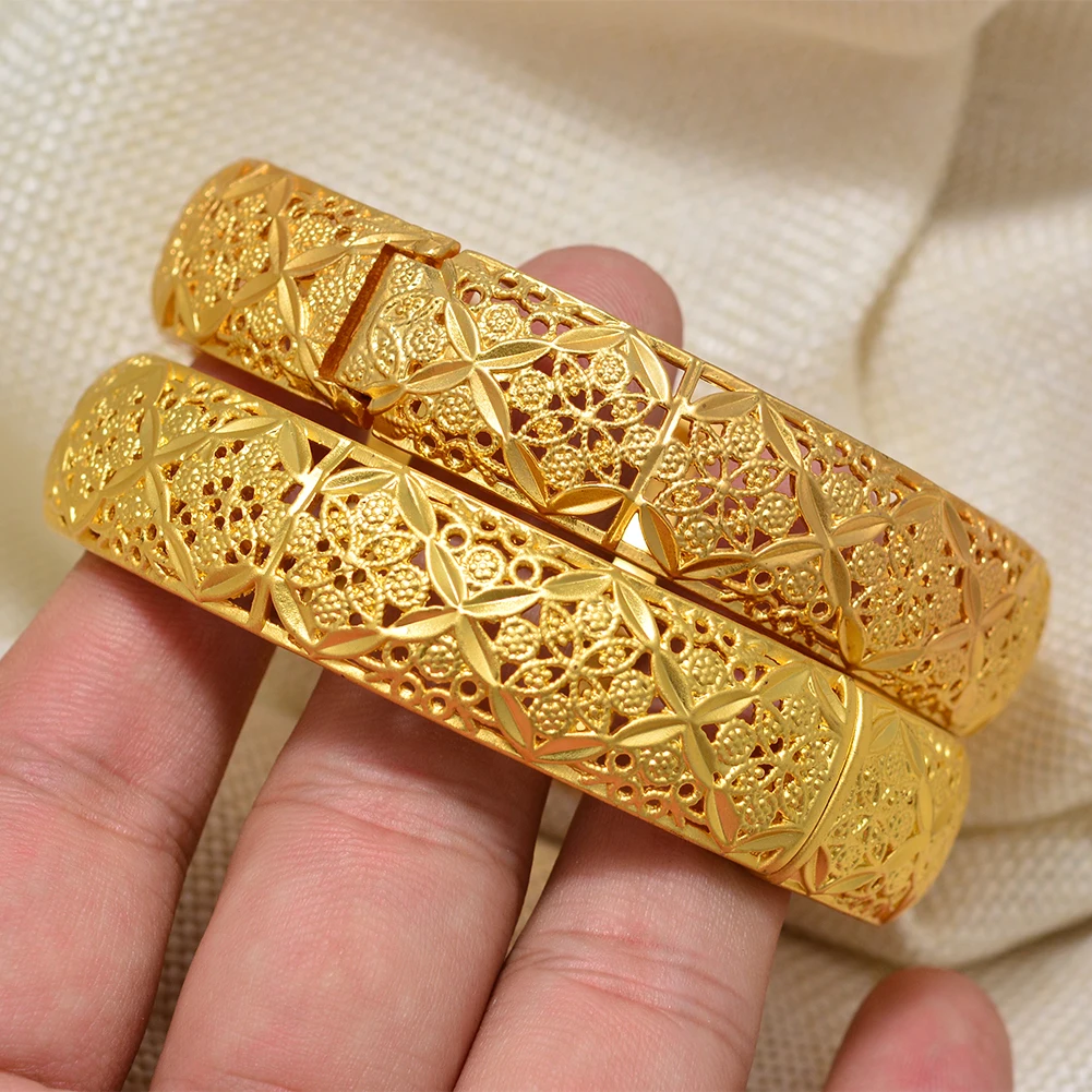 1pcs Dubai Arab Trendy Plated 24K Gold Multi shape  Bracelet Curb Cuban Chain Gold Color Bracelets Bangle For Men Women Jewelry
