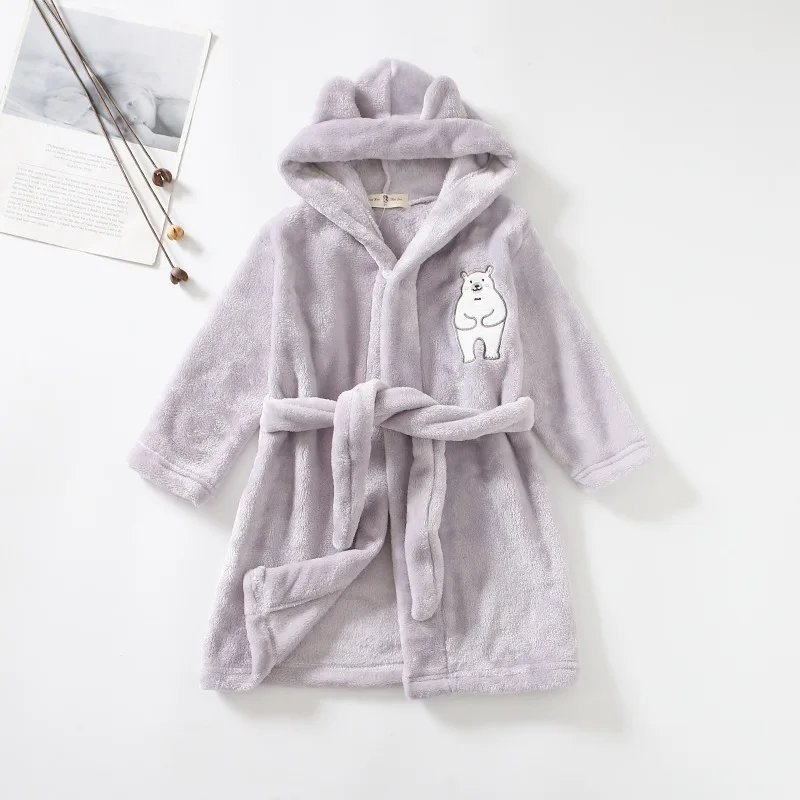 Kids Bathrobe for Girl Children Clothing Girl Flannel Bath Robe Clothes Boy Cartoon Night Robe Kids Pajamas For Girl 1-8 years