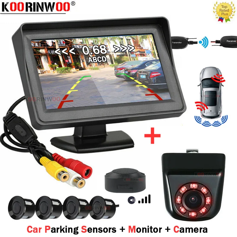 Koorinwoo Car Alarm Anti Radar Device Parking Sensor Without Wire Monitor Rear View Camera Radar Detector 3 in 1 Car Electronics