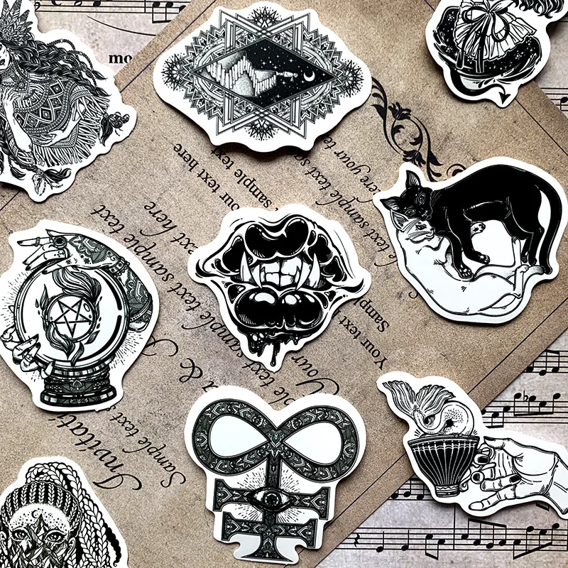 10/30/50Pcs The Black and White Gothic Sticker For Suitcase Skateboard Laptop Luggage Fridge Phone Car Styling DIY Decal Sticker