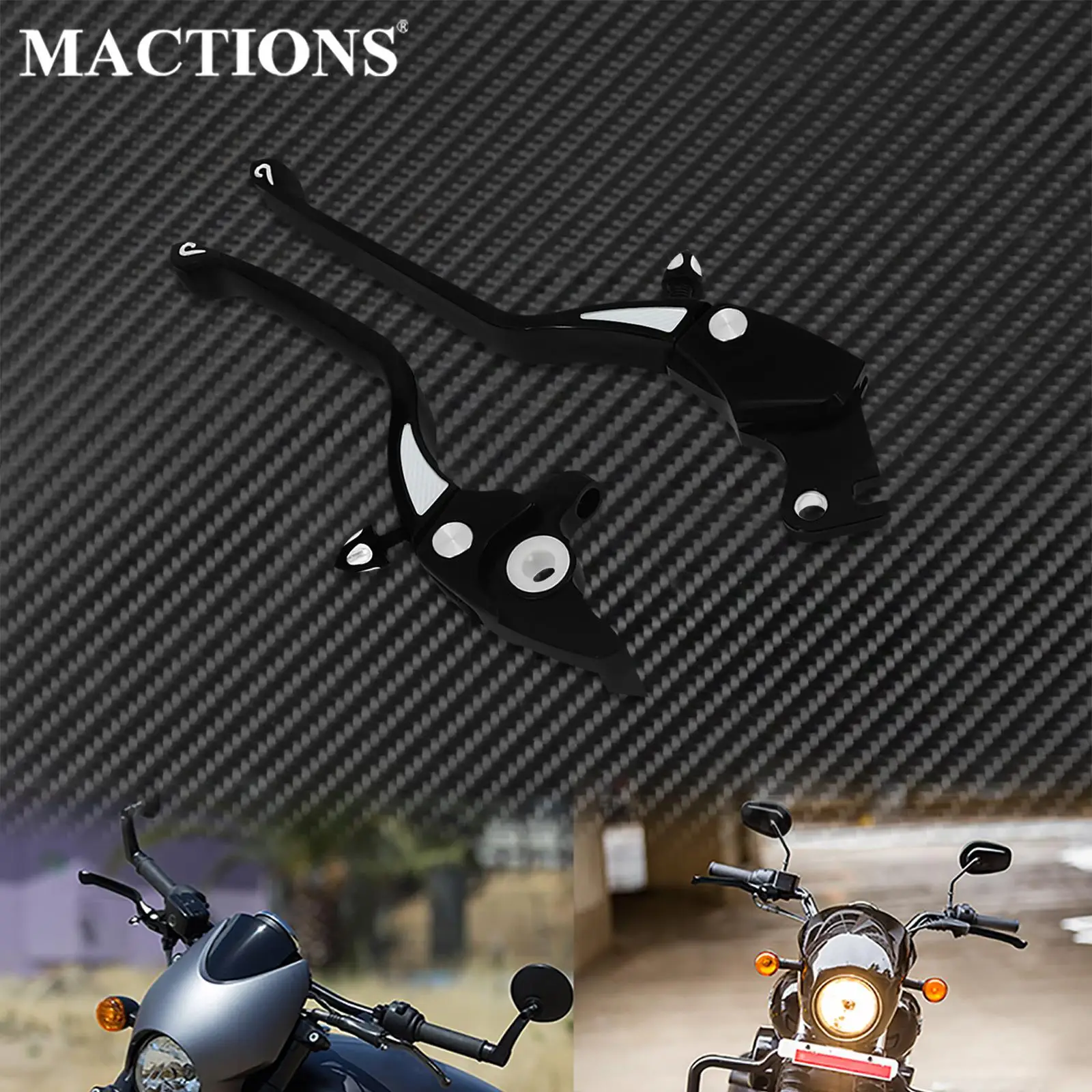 2xMotorcycle CNC Adjustable Brake Clutch Handle Lever Black Aluminum For Harley Street 500 750 2016 2017 2018 2019 2020