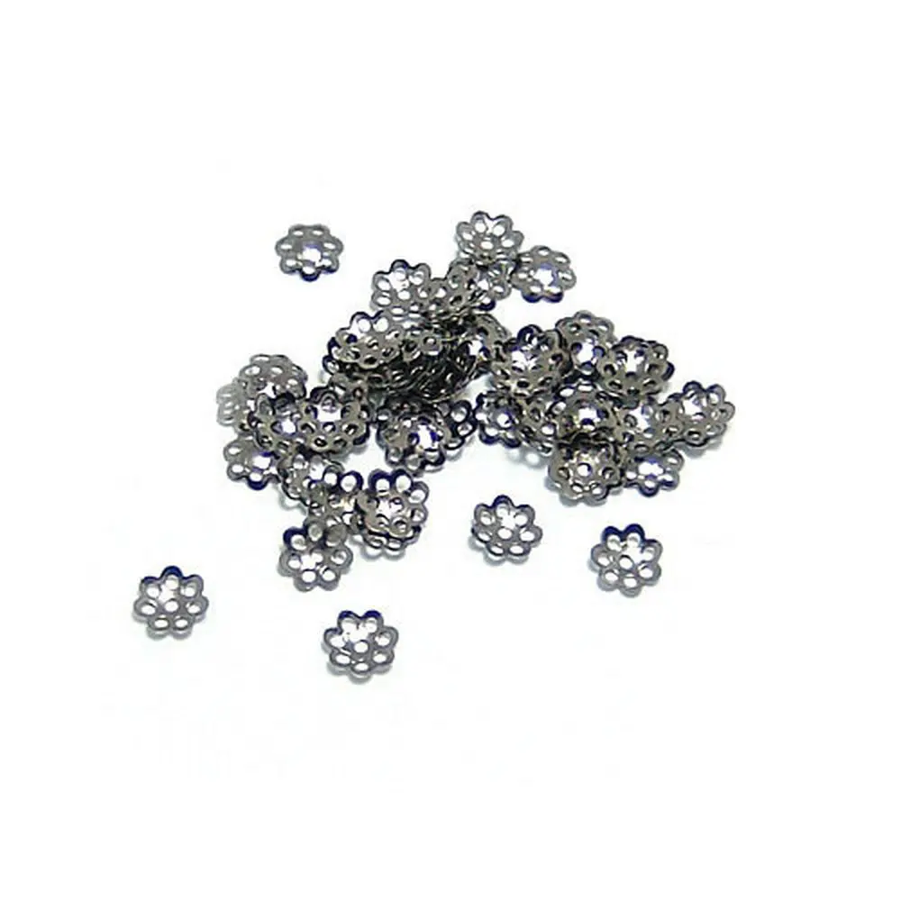 Commercio all'ingrosso 6mm Gun Metal Black Flower Iron Bead Caps Fai da te Risultati dei gioielli Accessori 10g Molto 400 pezzi (JM4845)