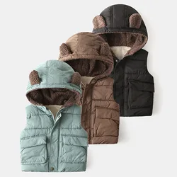 Children Clothing Baby Boys Winter Warm Plus Velet Zipper Vest Kids Outwear Infant Baby Clothes With Pockets