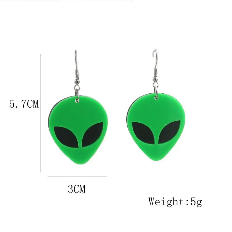 Cartoon Lovely Acrylic Emulational Green Alien Small Proportion Eardrop Creative Funny Sweet Cute Girls Fashion Earrings