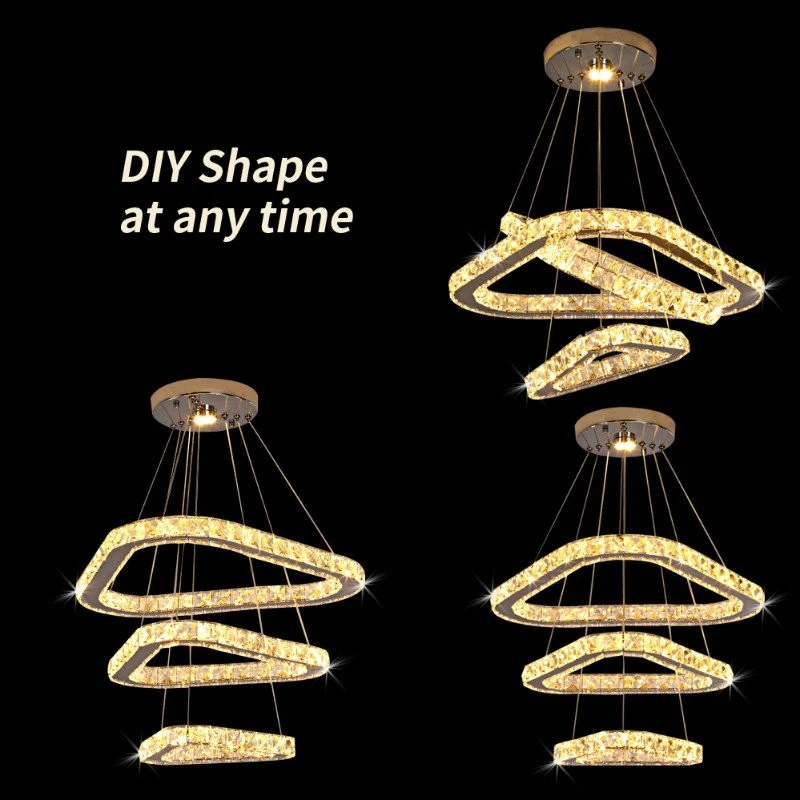 Crystal Led Ring Pendant Lights Modern Chandelier Ceiling Lamps Living Dining Room Decoration Lustre Hanging Fixtures Luminaire