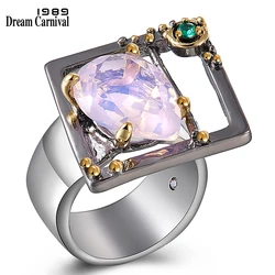 dreamcarnival1989 New Gothic Rings for Women Tear Drop Pink Zirconia Chic Female Jewelry Party Must Have Wholesale WA11635