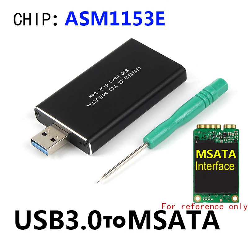 USB3.0 To Msata Mini-Sata 30 * 50mm Full Size SSD Portable Hard Disk Driver External Enclosure