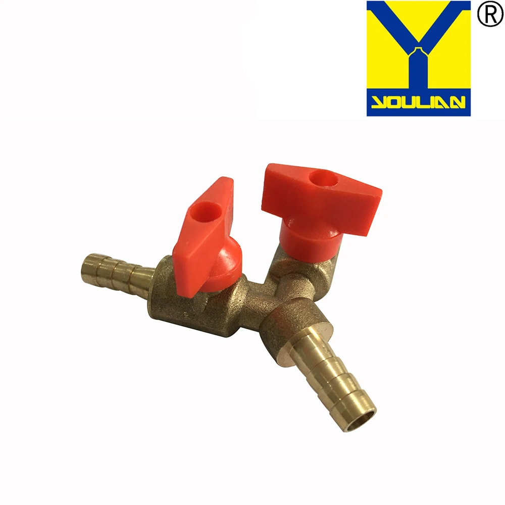 5/16" 8mm Brass Y 3-Way Shut off Ball Valve Fitting Hose Barb Fuel Gas CLAMP Tee