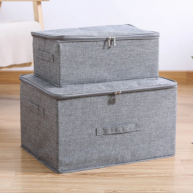 Clothes Quilt Storage Box Underwear Sealed Box Cotton Linen Bedding Storage Organizer Wardrobe Tidy Case Home Blanket Container