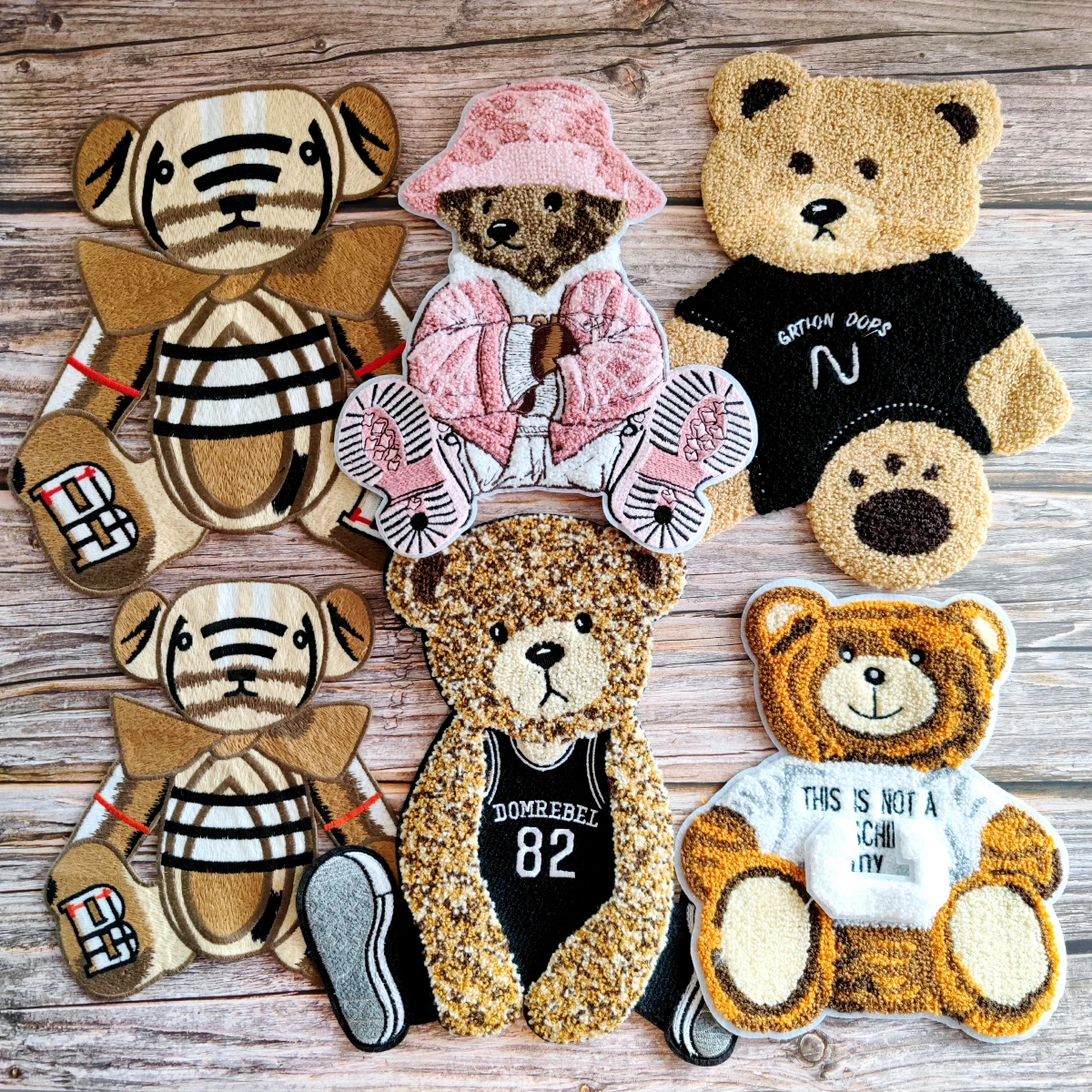 embroidery chenille letter bear patch,embroidered animal cartoon patches for coats bears badges cute girls appliques A211242