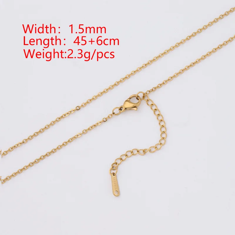 

DIY accessories base chain jewelry making 10pcs 45+5cm 1.5mm thin stainless steel chain necklace with lettering long hang tag