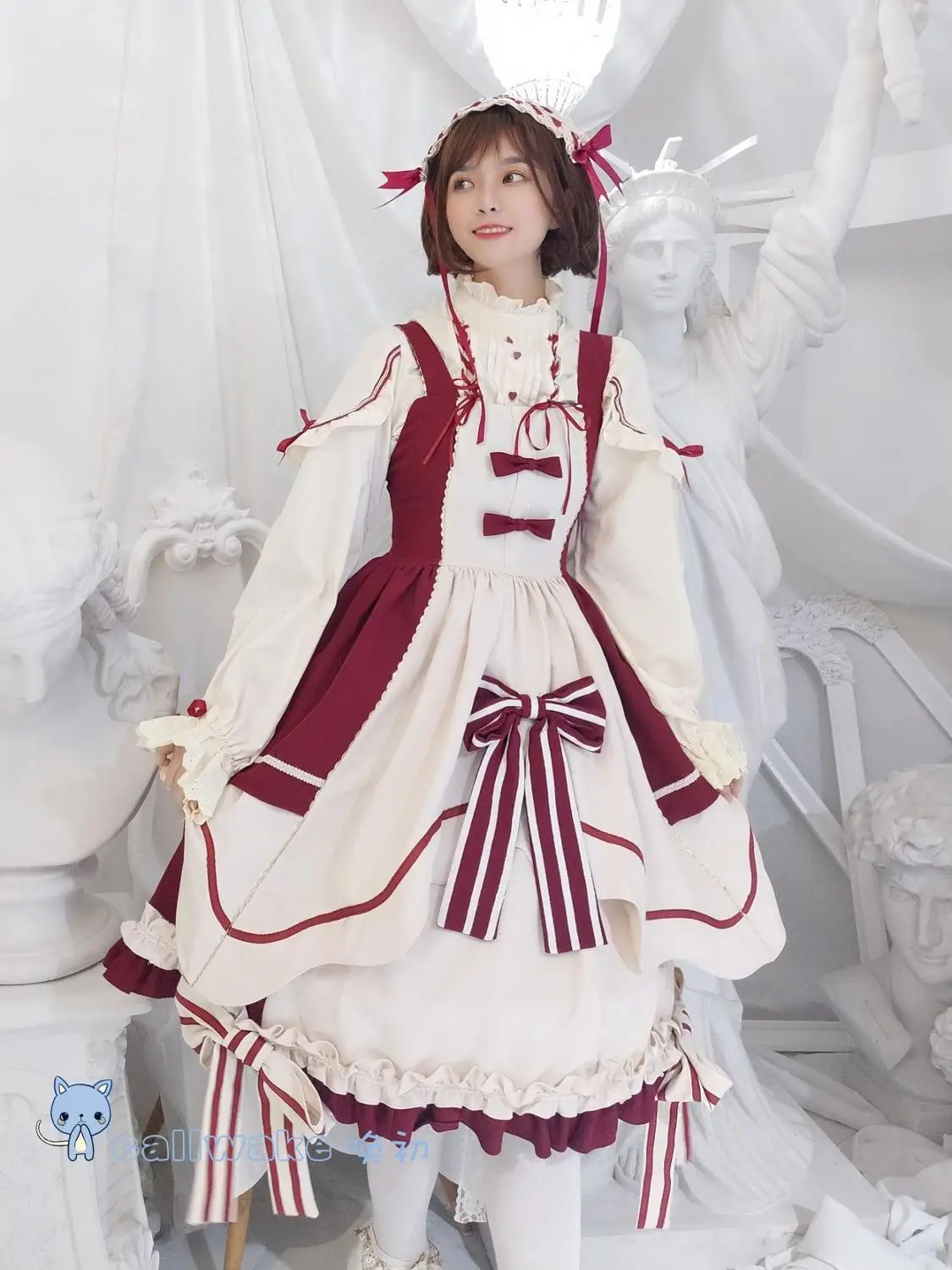 ญี่ปุ่นหวาน Lolita Vintage ลูกไม้ Bowknot เจ้าหญิงชุดวิคตอเรีย Kawaii สาว Gothic Lolita Jsk Palace Loli Cos