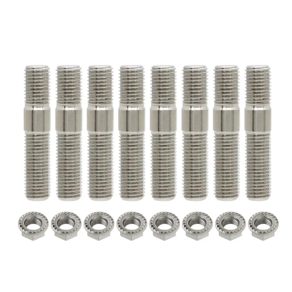 4/8/12 Sets 10mm Exhaust Studs & Serrated Nuts kit M10x1.25 Manifold Flange for Toyota Nissan & Some Honda