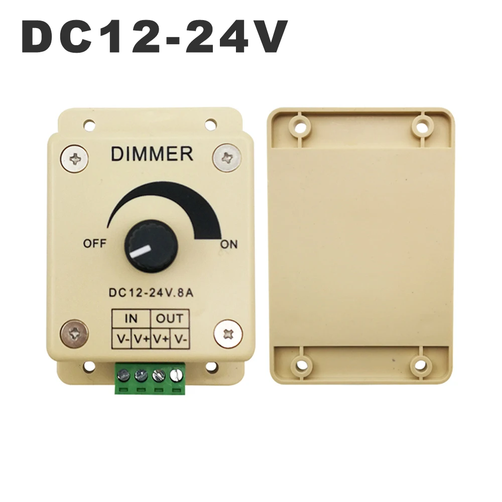 

DC 12V-24V LED Strip Dimmer Adjusted 8A Single Color 96W Adjustable Brightness Controller Manual Knob Dimming Voltage Regulator