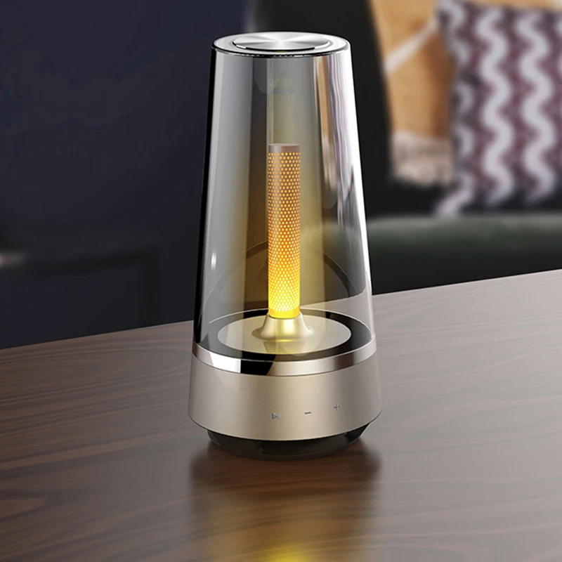 Imagem -03 - sem Fio Bluetooth Alto-falante Led Chama Vela Luzes Portátil Alto-falante Atmosfera ao ar Livre Lâmpada de Respiração Luz para Decoração do Quarto