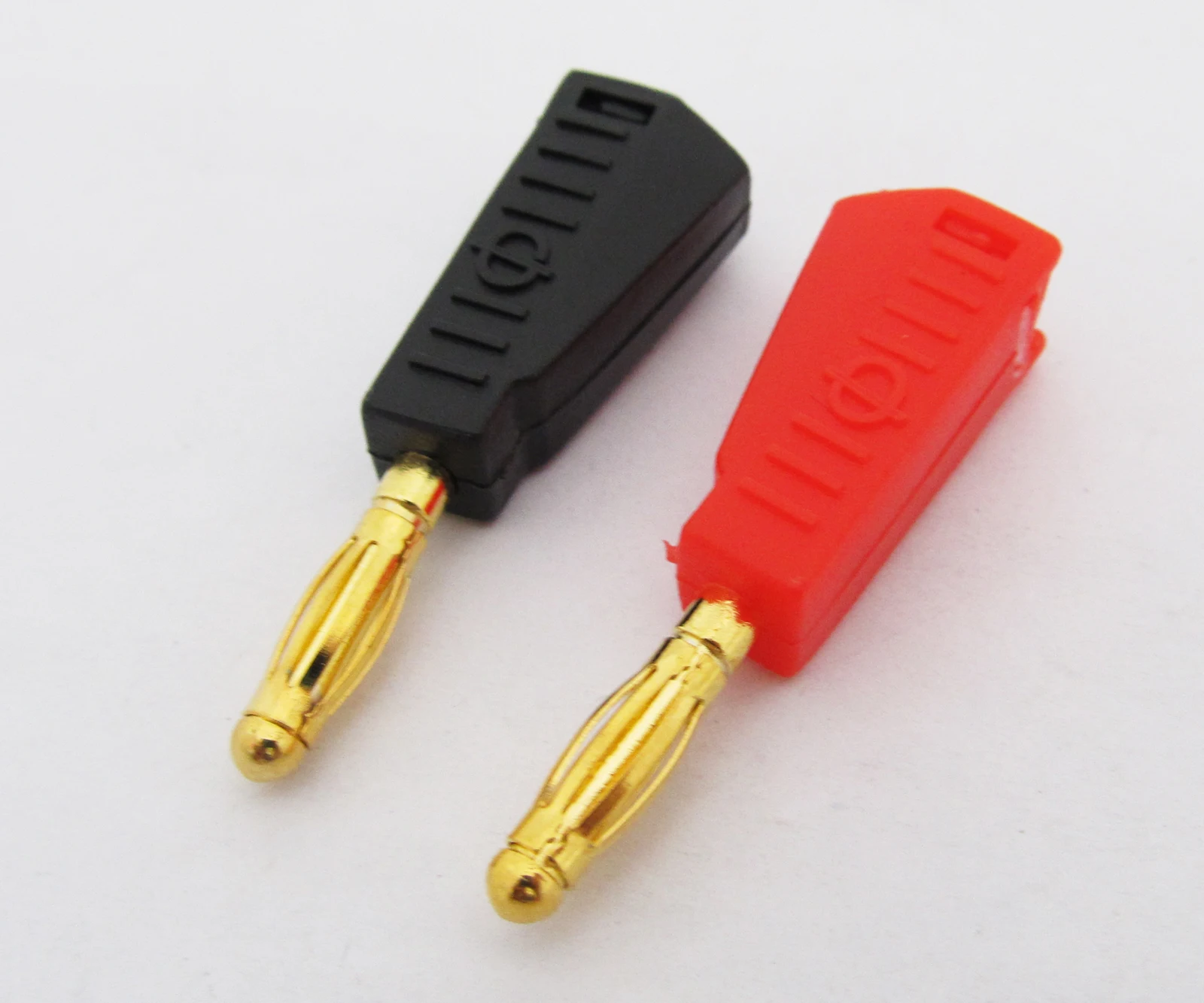 1 Pair 4mm Radioshack Stackable Banana Male Plug Jack Red + Black