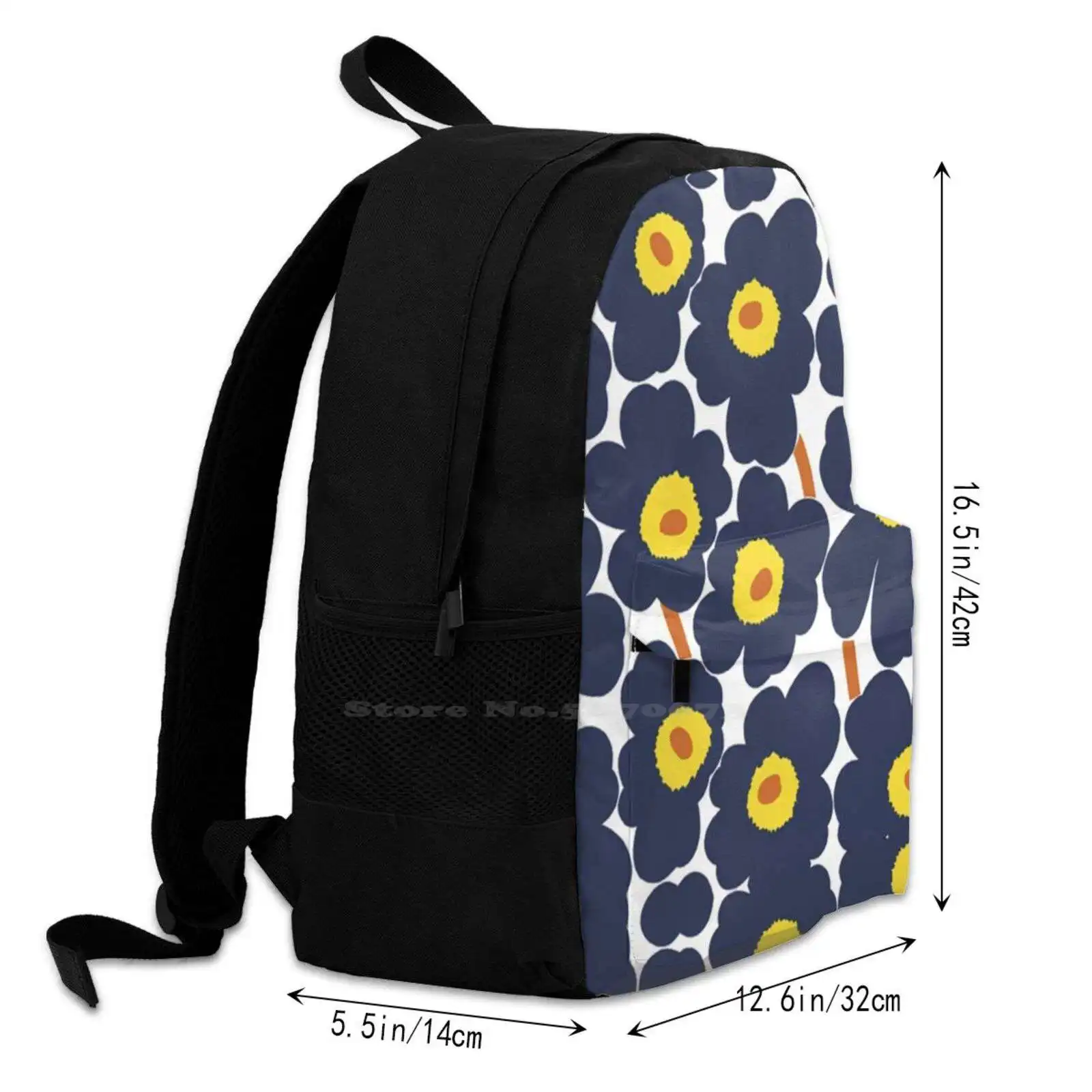 U Fashion Travel Laptop School Backpack Bag U Flowers Classic Black Red New U Fashion Patterns