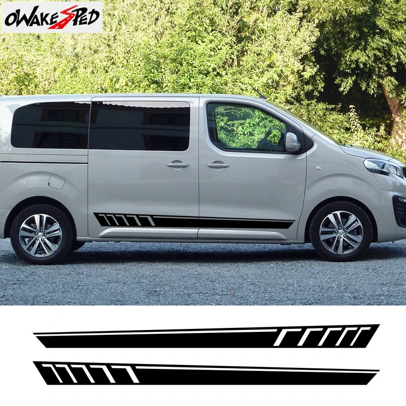 

Both Side Car Sport Stripes For Peugeot Traveller Auto Body Door Skirt Stickers Racing Styling Vinyl Decals Exterior Accessories
