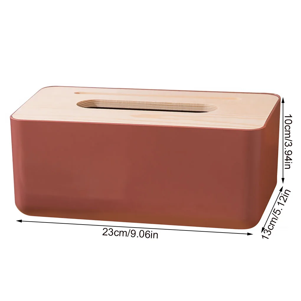 1pcs Tissue Box Holder Household Wooden Cover Paper Container Napkin Storage Case Phone Bracket Slot Design for Living Room