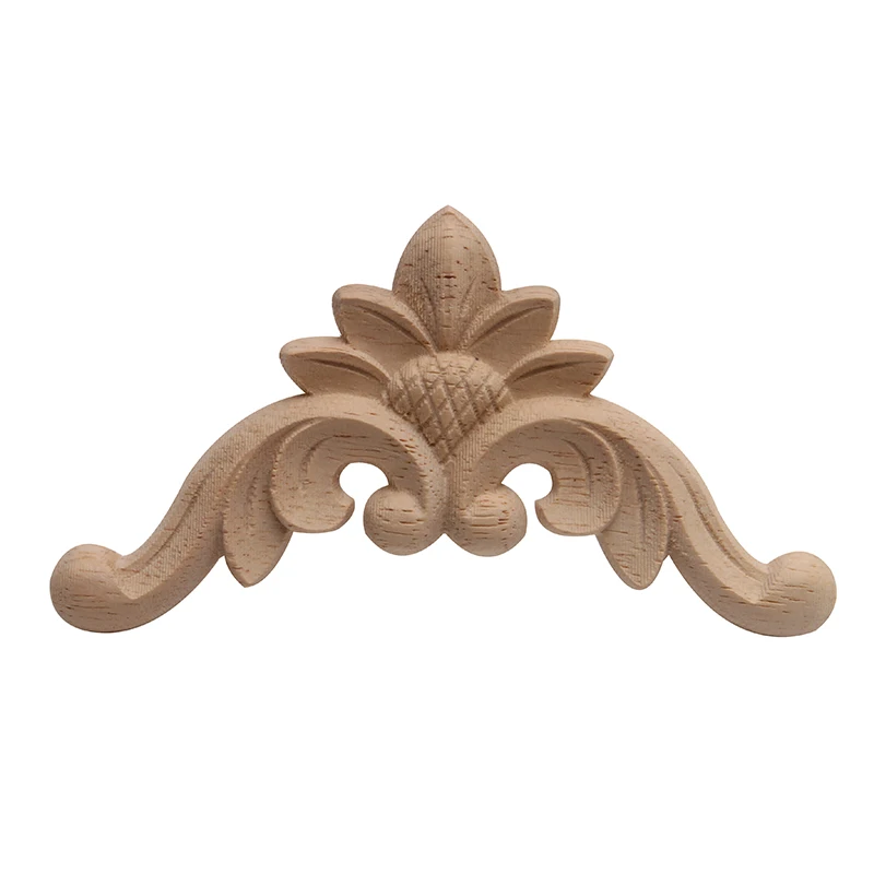 Ornamental Retro Decor Antique Long Large Rose Wooden Cabinet Doors Corner Wood Applique Wood Decal Wood Craft Wood Mouldings