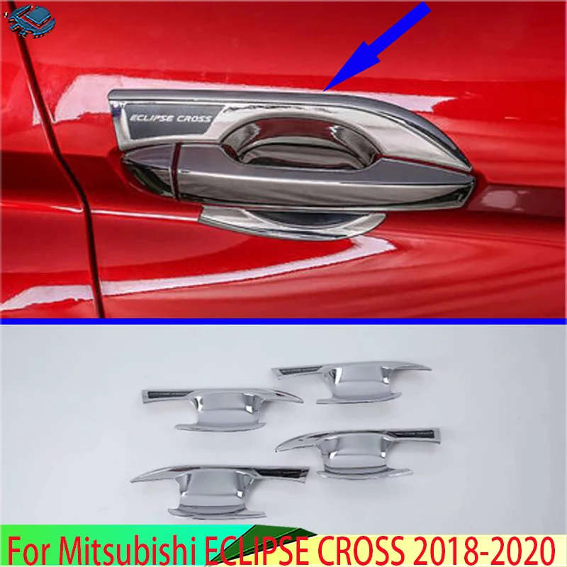 For Mitsubishi ECLIPSE CROSS 2018-2024 Car Accessories ABS Chrome Door Handle Bowl Cover Cup Cavity Trim Insert Catch Molding