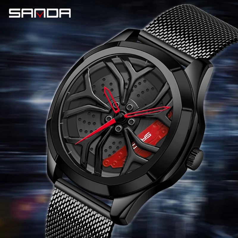 Fashion Men Quartz Watch Luxury Hollowed-out Wheel Watch Original Design Dial Men's Watches Top Brand SANDA Wristwatch Hour