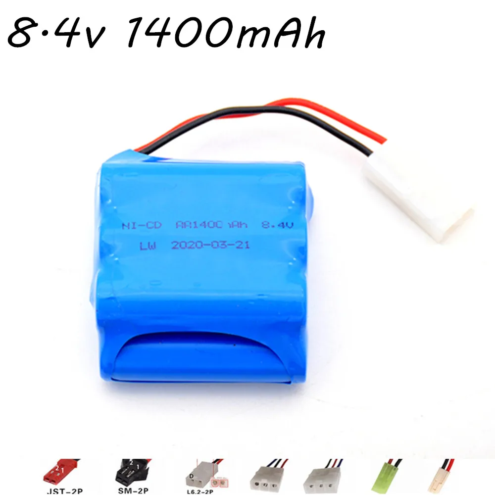 Kit de carregador de bateria nicd, 8.4v e 1400mah, para carros e barcos, com pistola de reposição