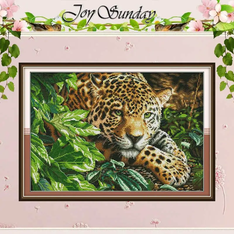 Leopard Patterns Counted Cross Stitch Set DIY 11CT 14CT 16CT Stamped DMC Cross-stitch Kit Embroidery Needlework Home Decor