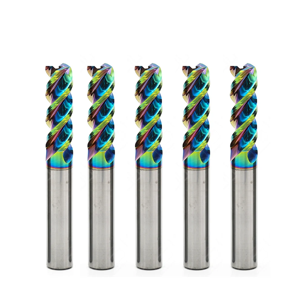 3 Flauta Carboneto Fresador, Tungstênio End Mill, Ferramenta CNC, Ferramentas para Carpintaria, Alumínio, Fibra de vidro, Acrílico, Madeira, Cobre, Plástico