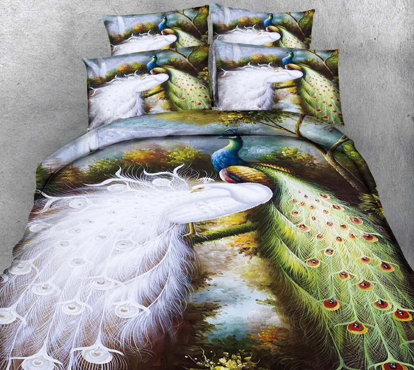 Morden 3D Bedding Set kids adult  Quilt Cover Set King Queen Twin Size beautiful peacock decorate Home Textiles Drop Ship