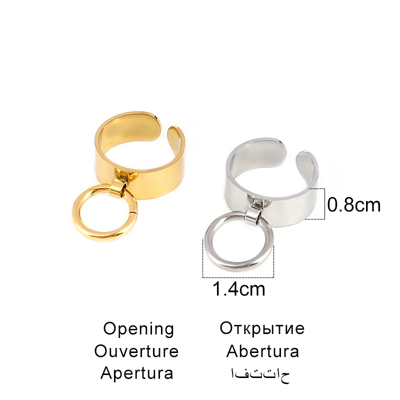 New Fashion Fine Jewelry Rings Bridal Wedding Engagement Ring For Women Stainless Steel Ring  Gold Color Round Charm Rings