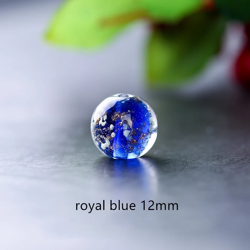 5 Pieces/Lot 10mm 12mm Lampwork Glass Beads Round Glitter Beads With Shinning Sand for Earring Necklace Bracelet Making
