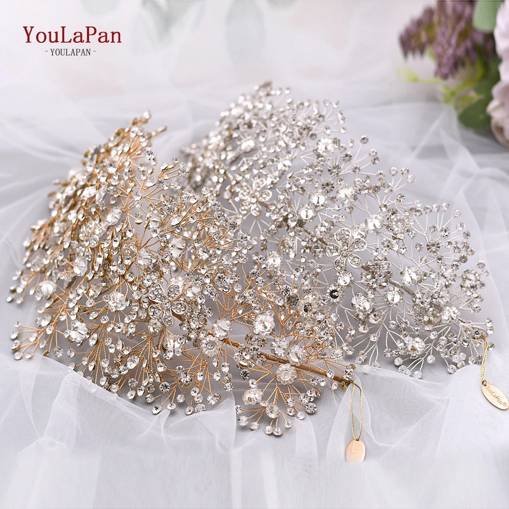 YouLaPan-accesorios para el cabello y pendientes de novia, joyería para el cabello, tocados de diamantes de imitación, Tiaras de boda y corona, Tiara nupcial, HP240