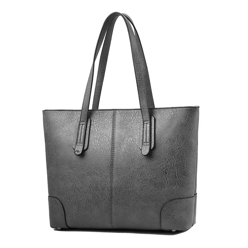 

Classic Fashion Leather Tote Bags for Women Large Capacity Female Shoulder Bags Black Grey Top Handle Handbags
