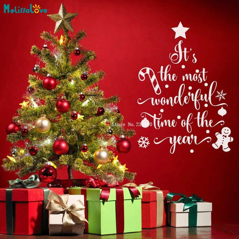 It's The Most Wonderful Time of The Year Christmas Quote Winter Vinyl Decal Wall Sticker for Storefront Windows Décor YT5273